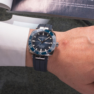 Herbelin Newport Diver Gents Watch With Blue Dial and Blue Rubber Strap