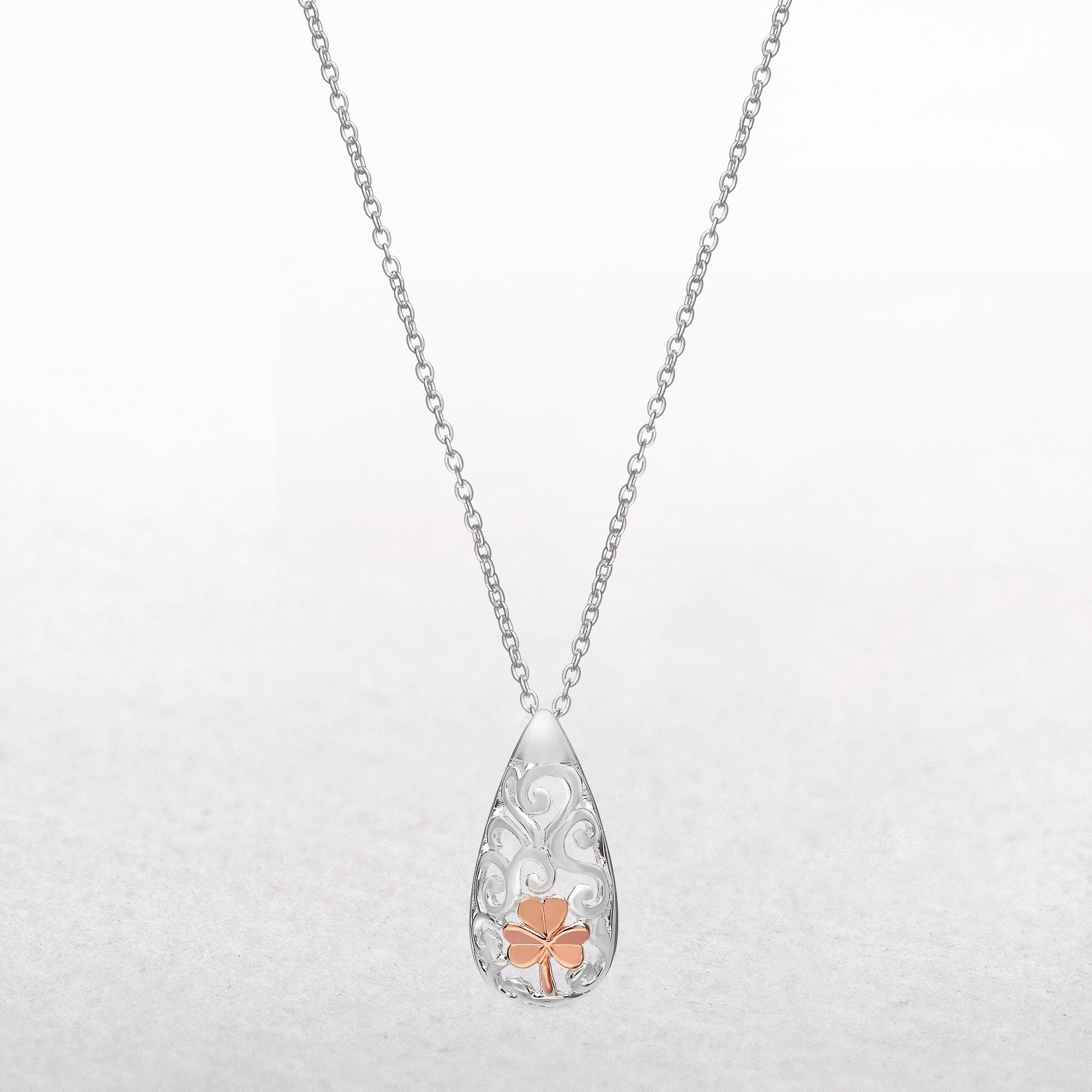 Irish Rose Gold Shamrock Silver House of Lor Pendant