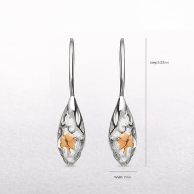 Irish Rose Gold Shamrock Sterling Silver House of Lor Drop Earrings