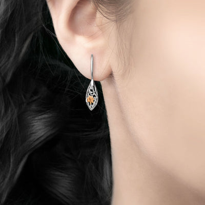 Irish Rose Gold Shamrock Sterling Silver House of Lor Drop Earrings