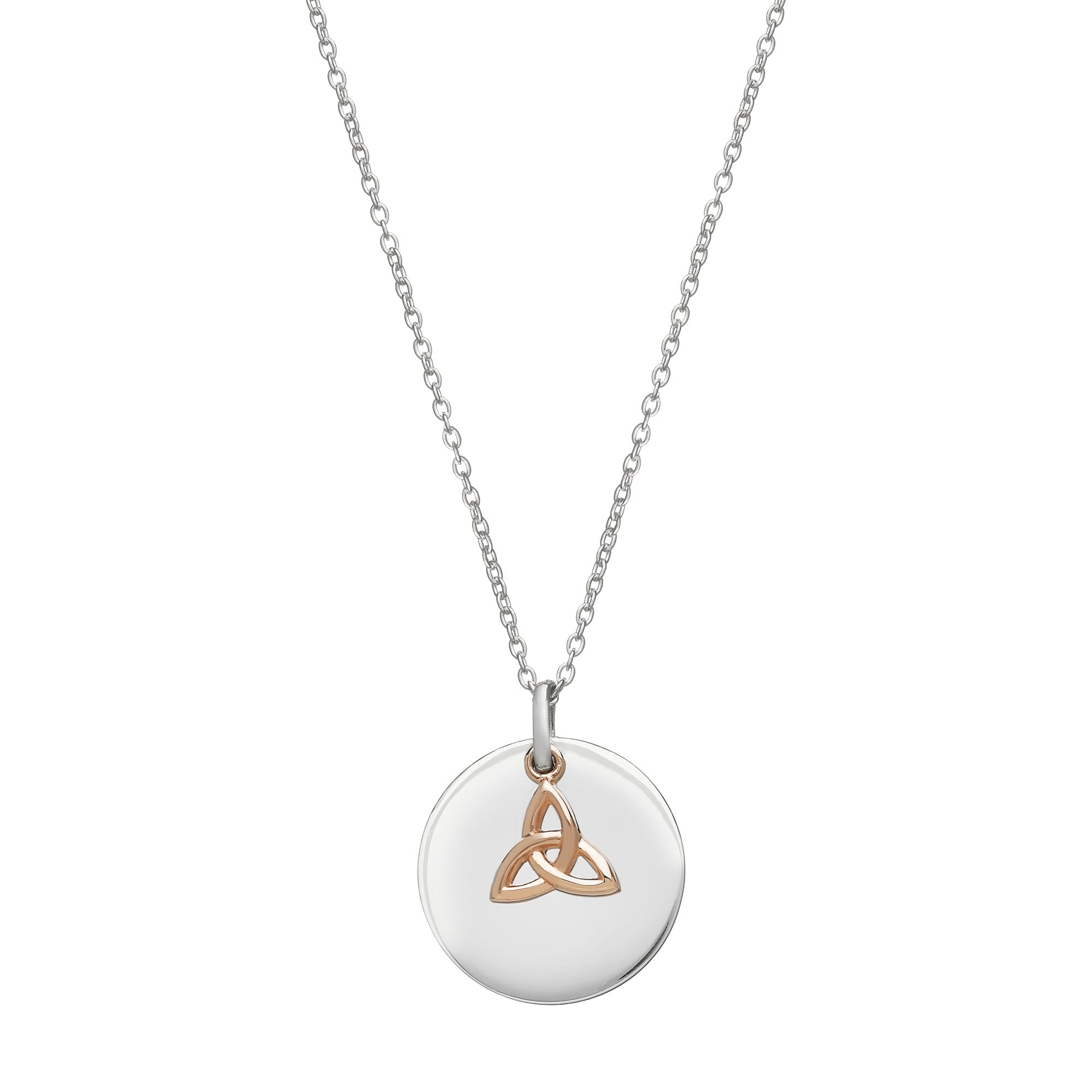 Irish Rose Gold Trinity Knot & Silver Disc House of Lor Pendant