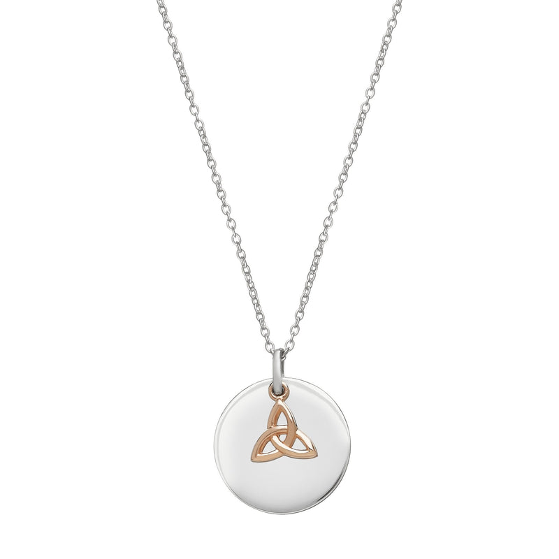 Irish Rose Gold Trinity Knot & Silver Disc House of Lor Pendant