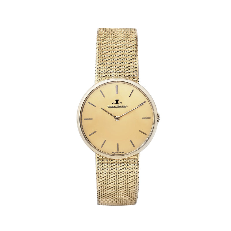 Jaeger Le Coultre Manual Wind 18ct Gold Mesh Strap Gents Watch