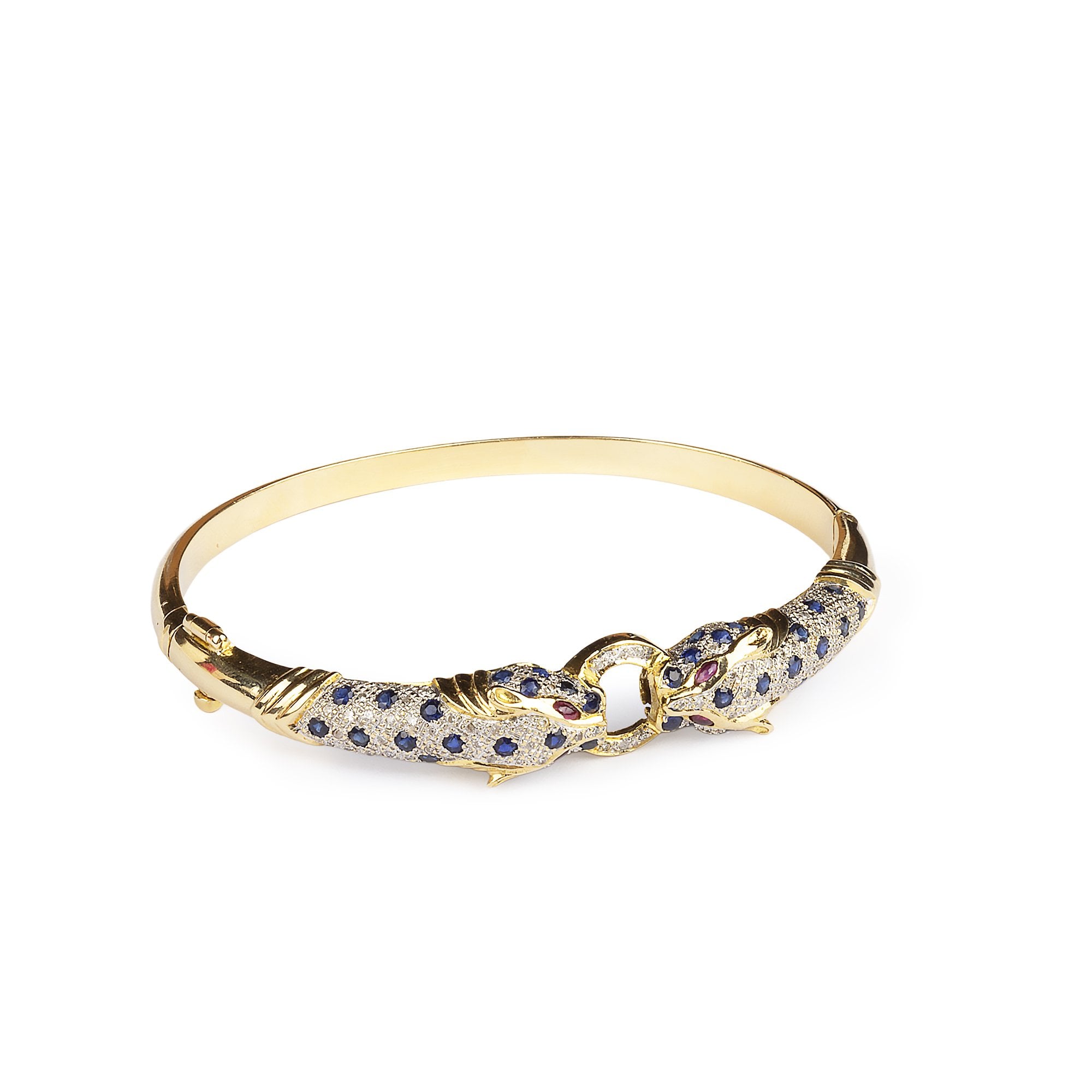 Jaguar Bangle Set With Sapphire, Ruby and Natural Diamond in 18ct Yellow Gold