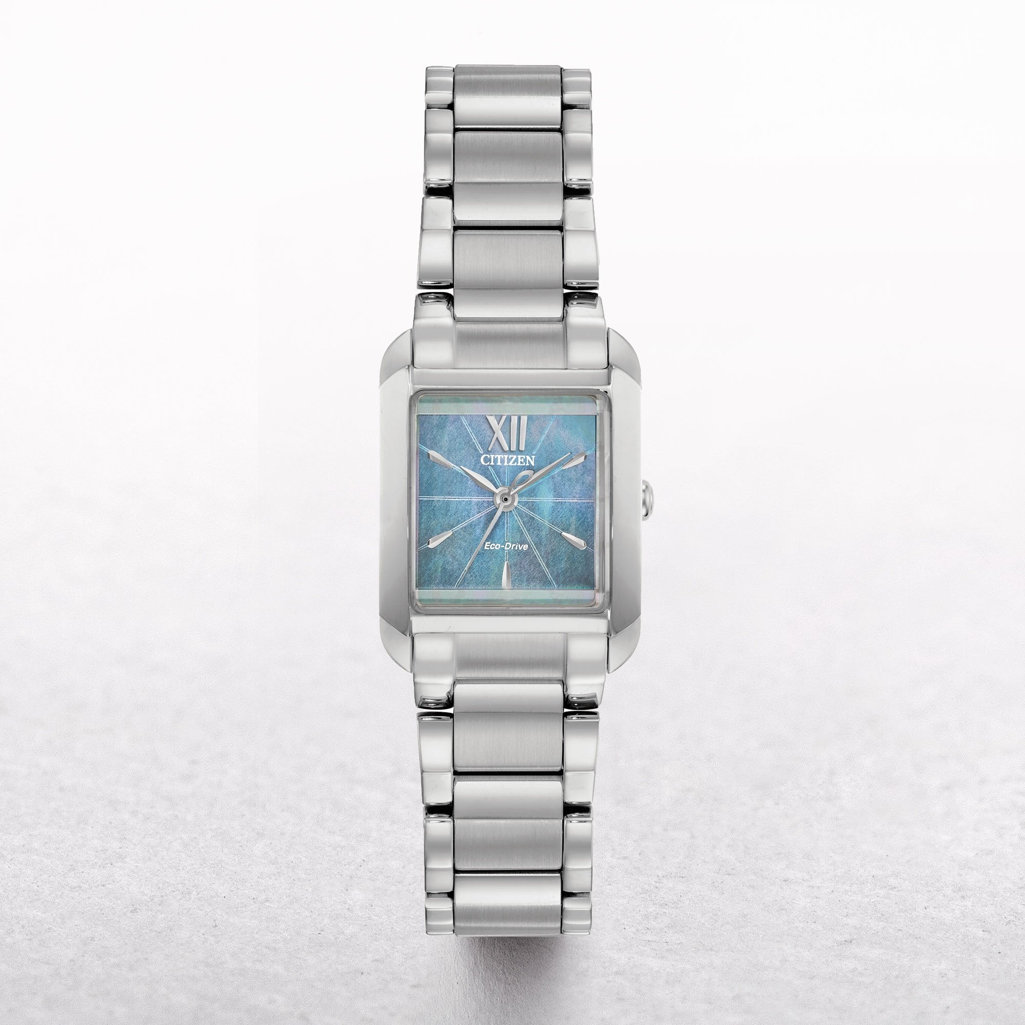 Ladies Citizen Eco-Drive Bianca Rectangular Blue Mother of Pearl Dial