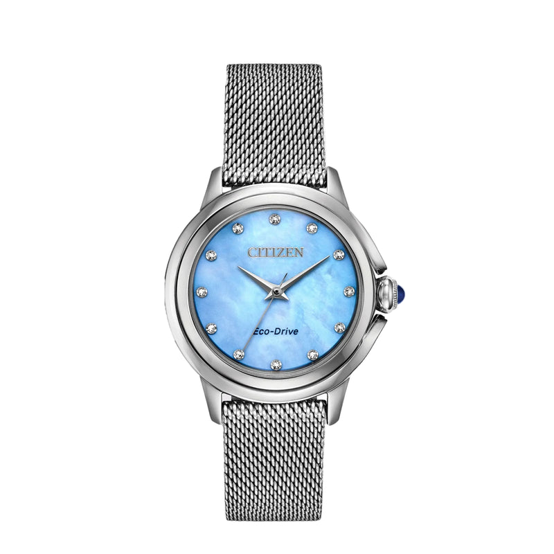Ladies Citizen Eco-Drive Ceci Crystal & Blue Mother Of Pearl Dial