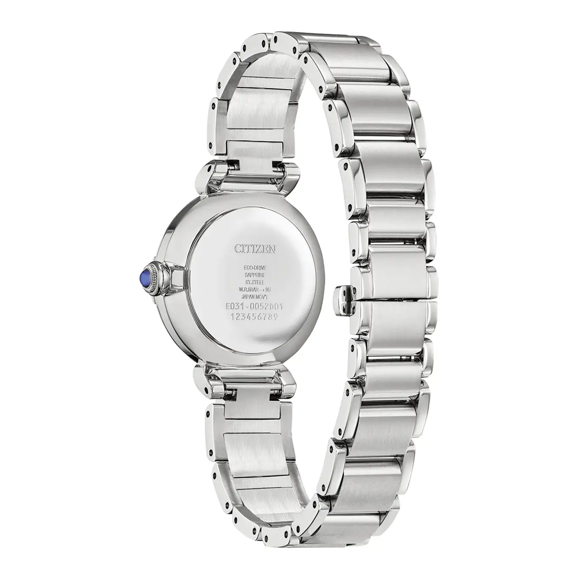 Ladies Citizen Eco-Drive Mae Diamond Mother Of Pearl Blue Dial on Stainless Steel Bracelet
