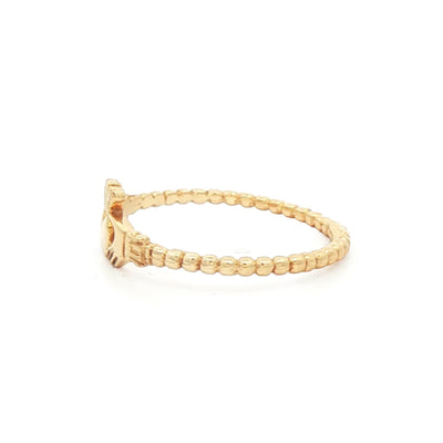 Ladies Claddagh Ring with Beaded Band in 10ct Yellow Gold