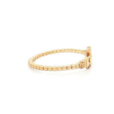 Ladies Claddagh Ring with Beaded Band in 10ct Yellow Gold