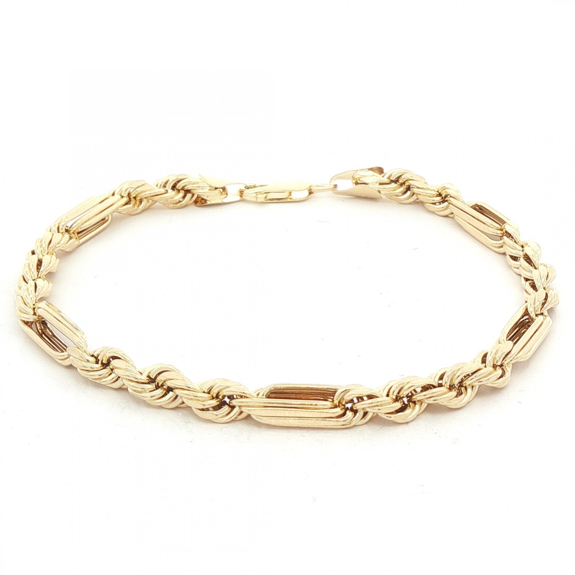 Ladies Double Link Fancy Bracelet in 9ct Yellow Gold