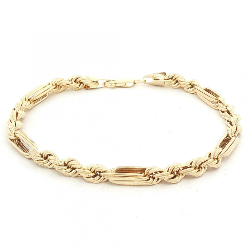 Ladies Double Link Fancy Bracelet in 9ct Yellow Gold