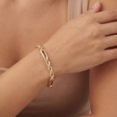 Ladies Double Link Fancy Bracelet in 9ct Yellow Gold