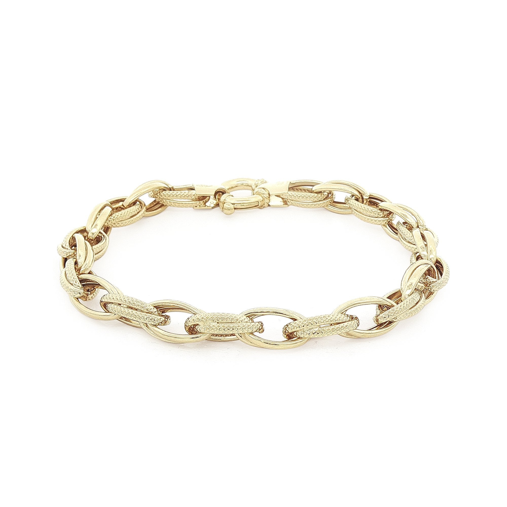 Ladies Double Oval Link Fancy Bracelet in 9ct Yellow Gold