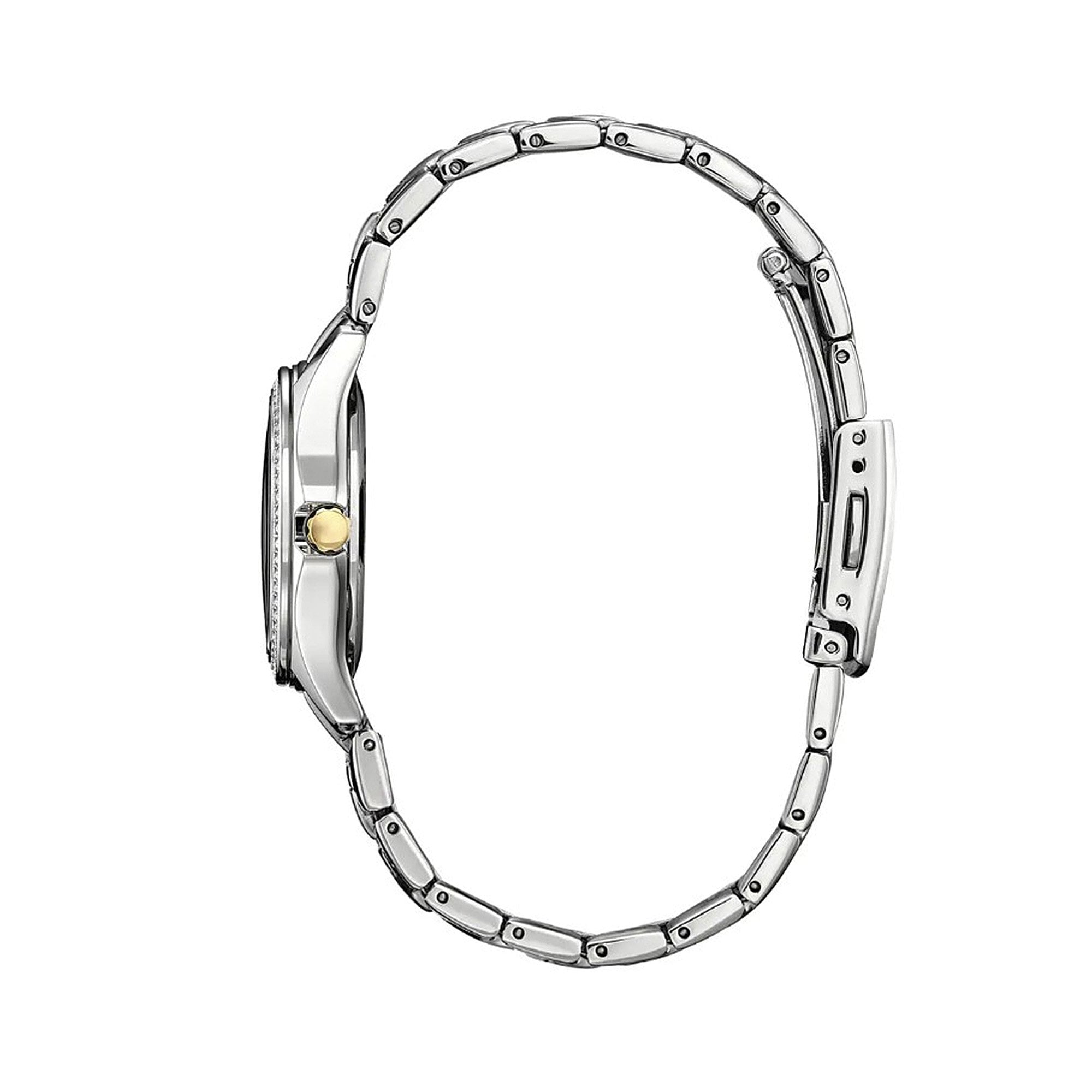 Ladies Eco-Drive Two Tone Silhouette Crystal Stainless Steel Watch