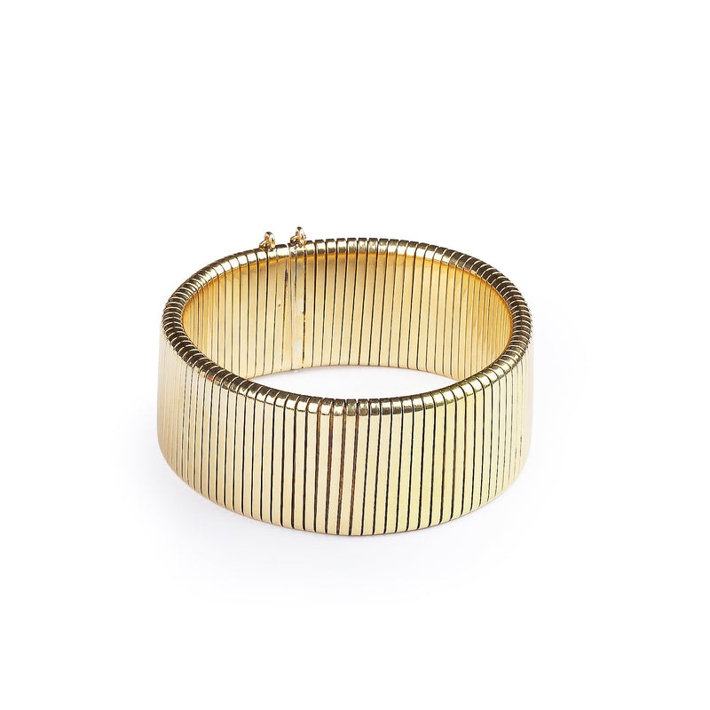 Ladies French Cuff Style With Safety Chain Bracelet in 18ct Yellow Gold Weighing 83 Grams