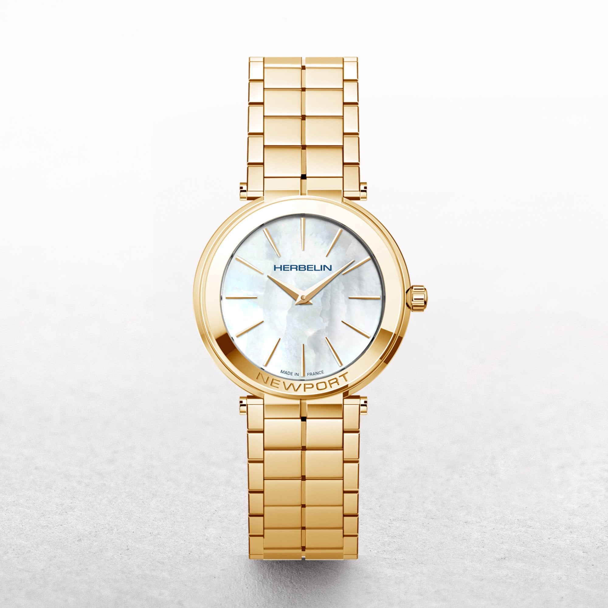 Ladies Herbelin Newport Slim Gold PVD Watch with Mother of Pearl Dial