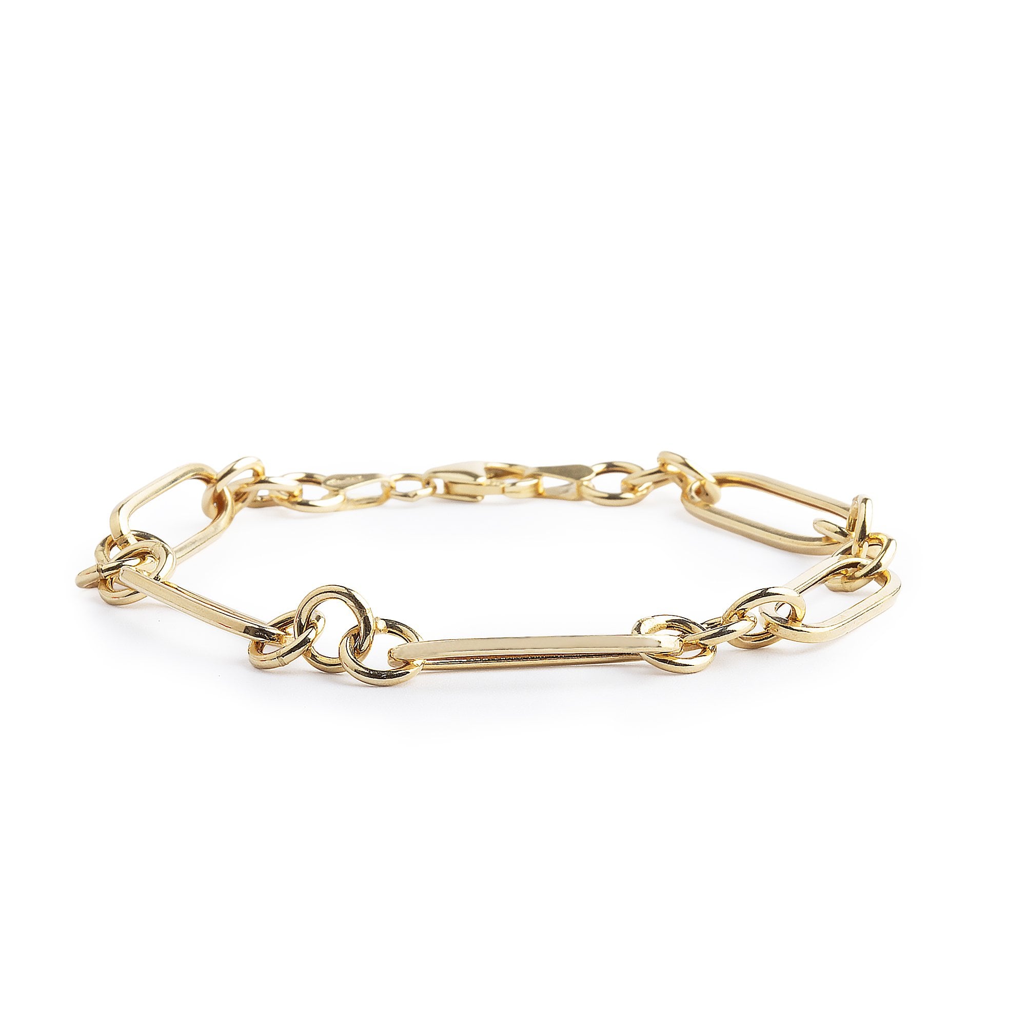Ladies Hollow Figaro Paper Link Style Bracelet Weighting Total 3.1G In 9ct Yellow Gold