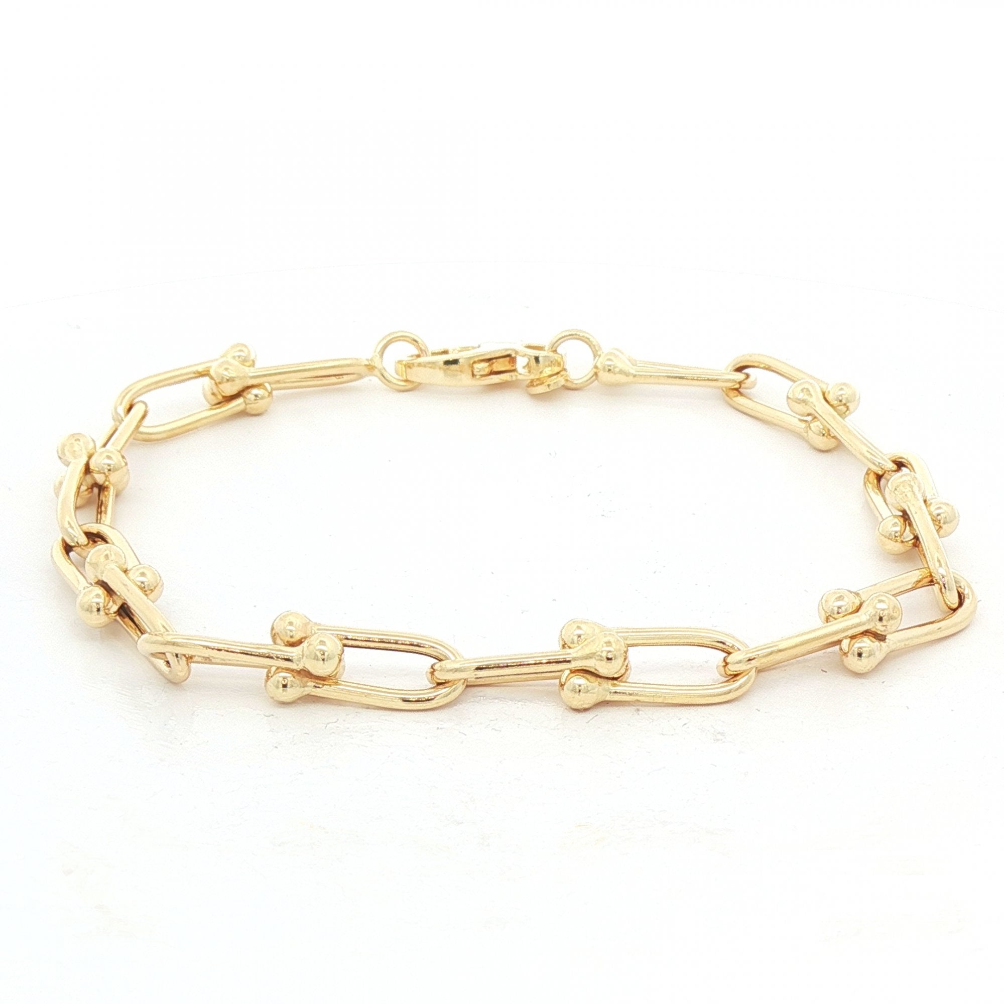 Ladies Industrial Link Bracelet in 9ct Yellow Gold