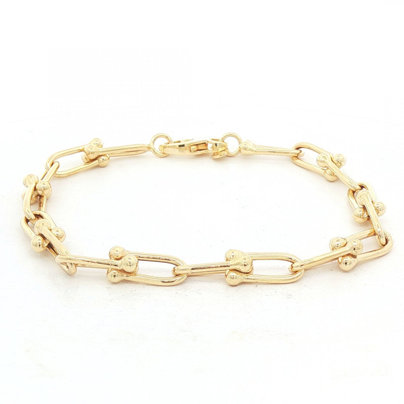 Ladies Industrial Link Bracelet in 9ct Yellow Gold