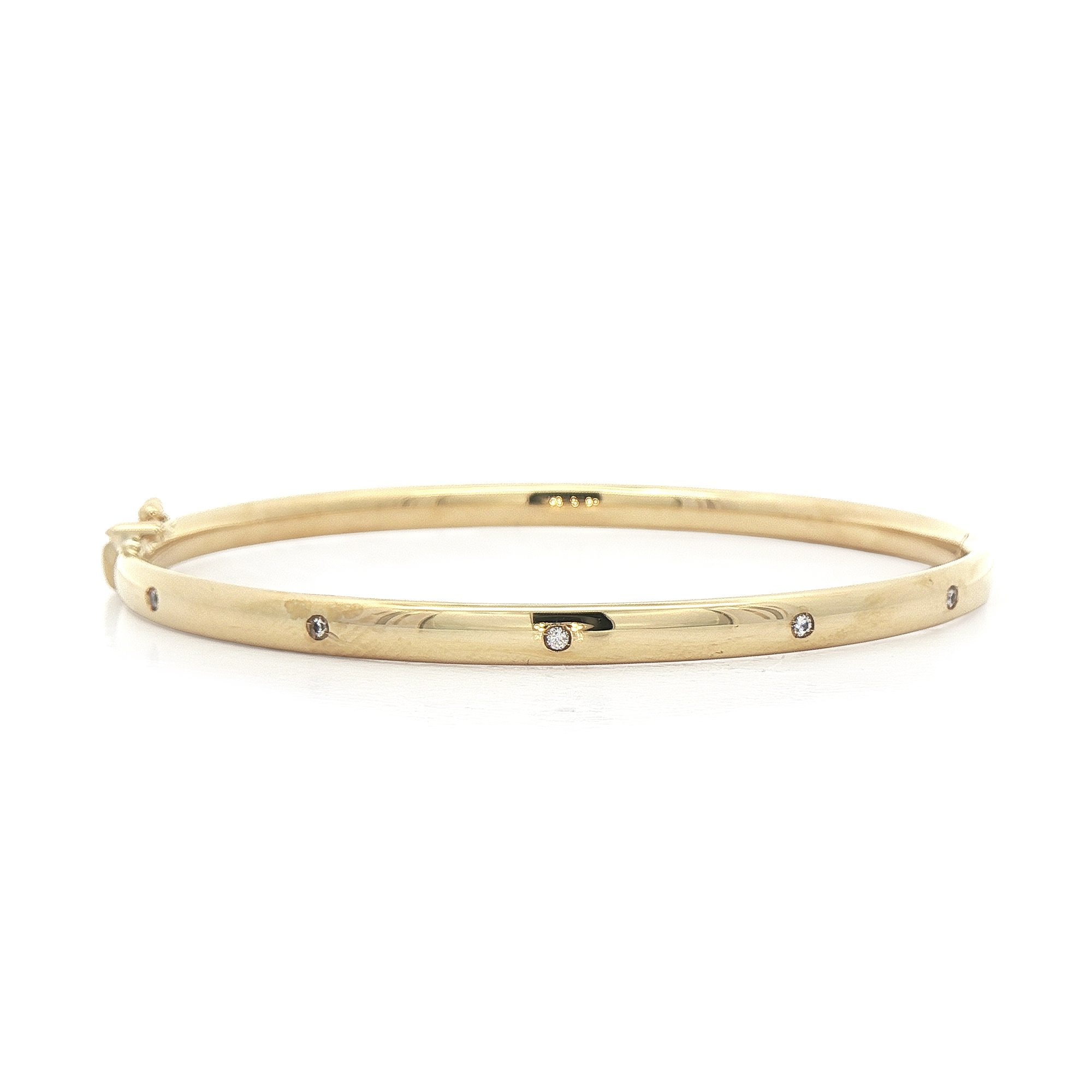 Ladies Natural Diamond Set Five Stone Bangle in 9ct Yellow Gold