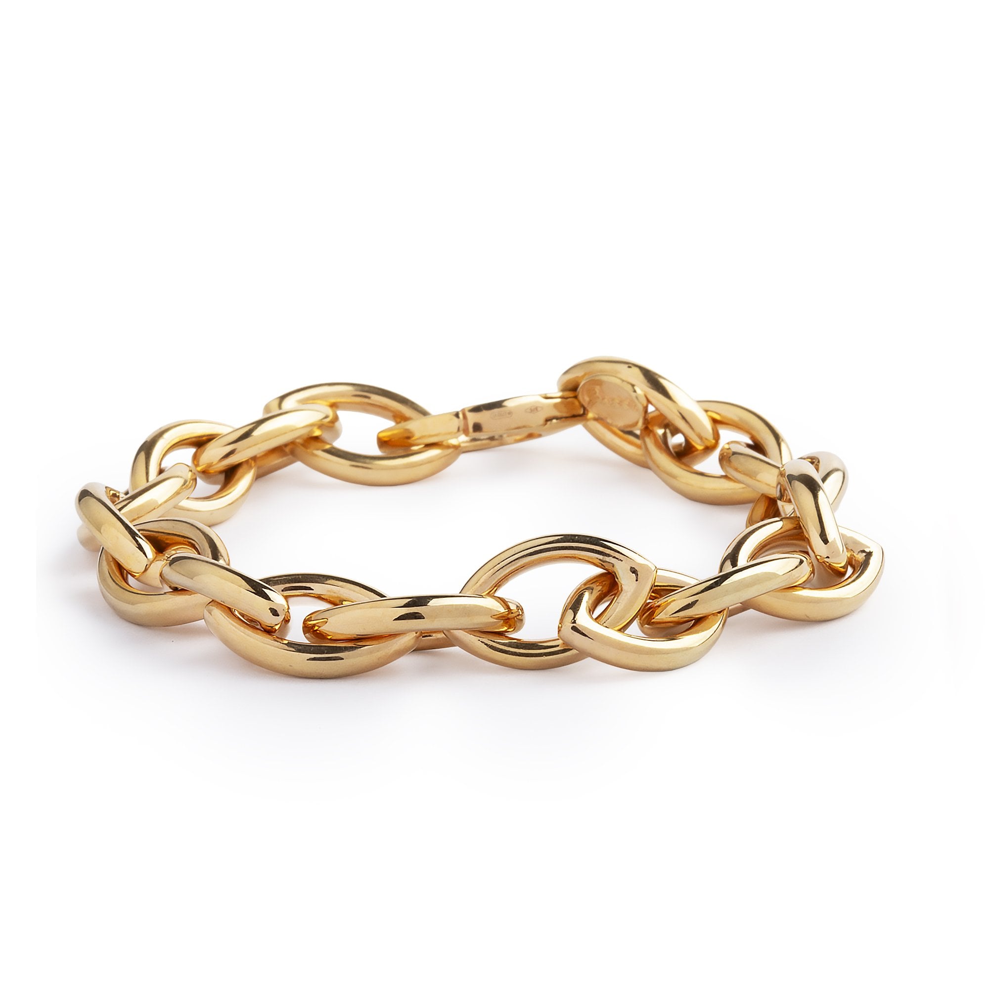 Ladies Oval Link Bracelet With Hidden Catch In 9ct Rose Gold Weighing 14 Grams