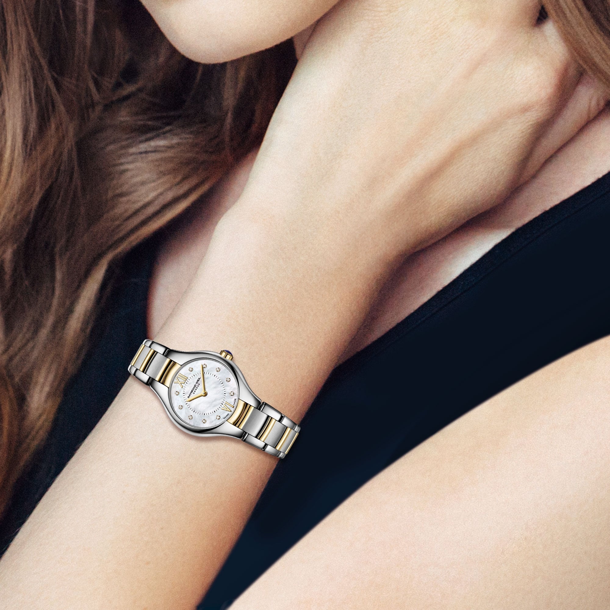Ladies Raymond Weil Noemia Two Tone Bracelet with Diamond Set Dial