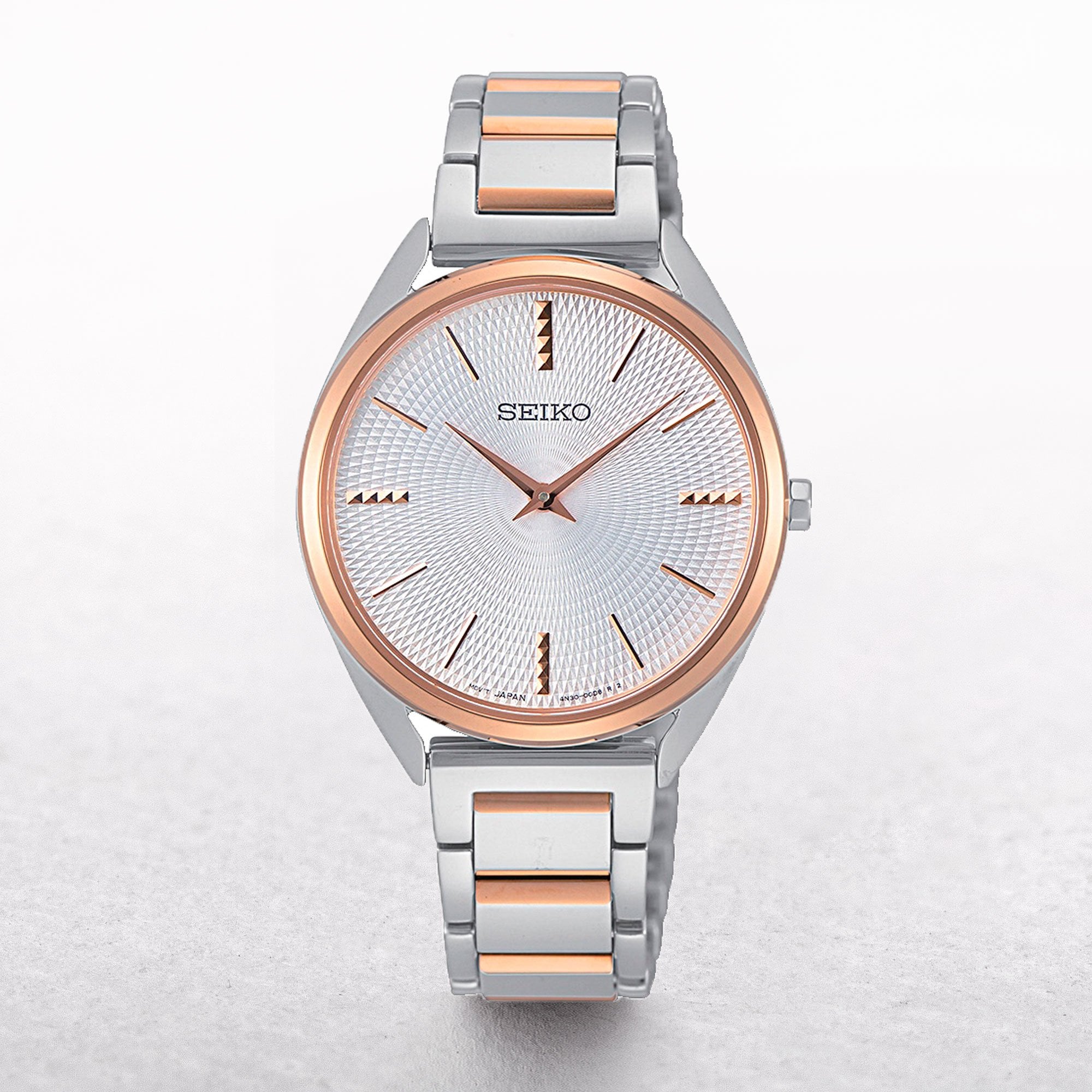 Ladies Seiko Conceptual Two Tone Watch with a Silver Dial