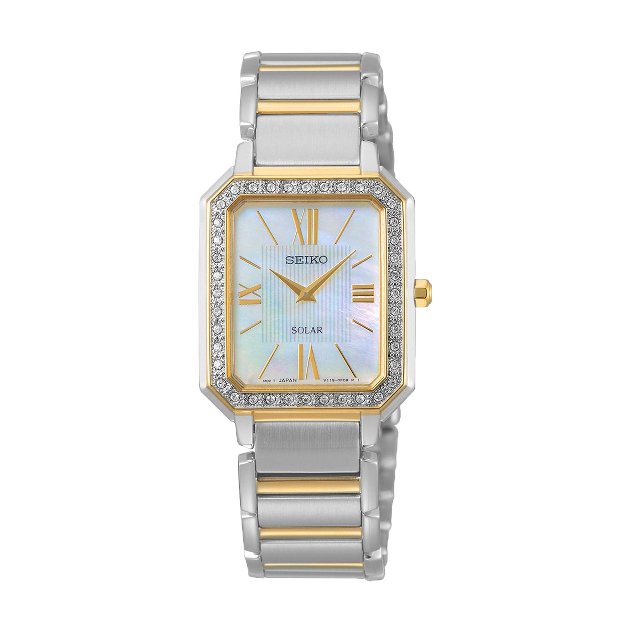 Ladies Seiko Two Tone Swarovski Crystal Bezel & Mother Of Pearl Dial