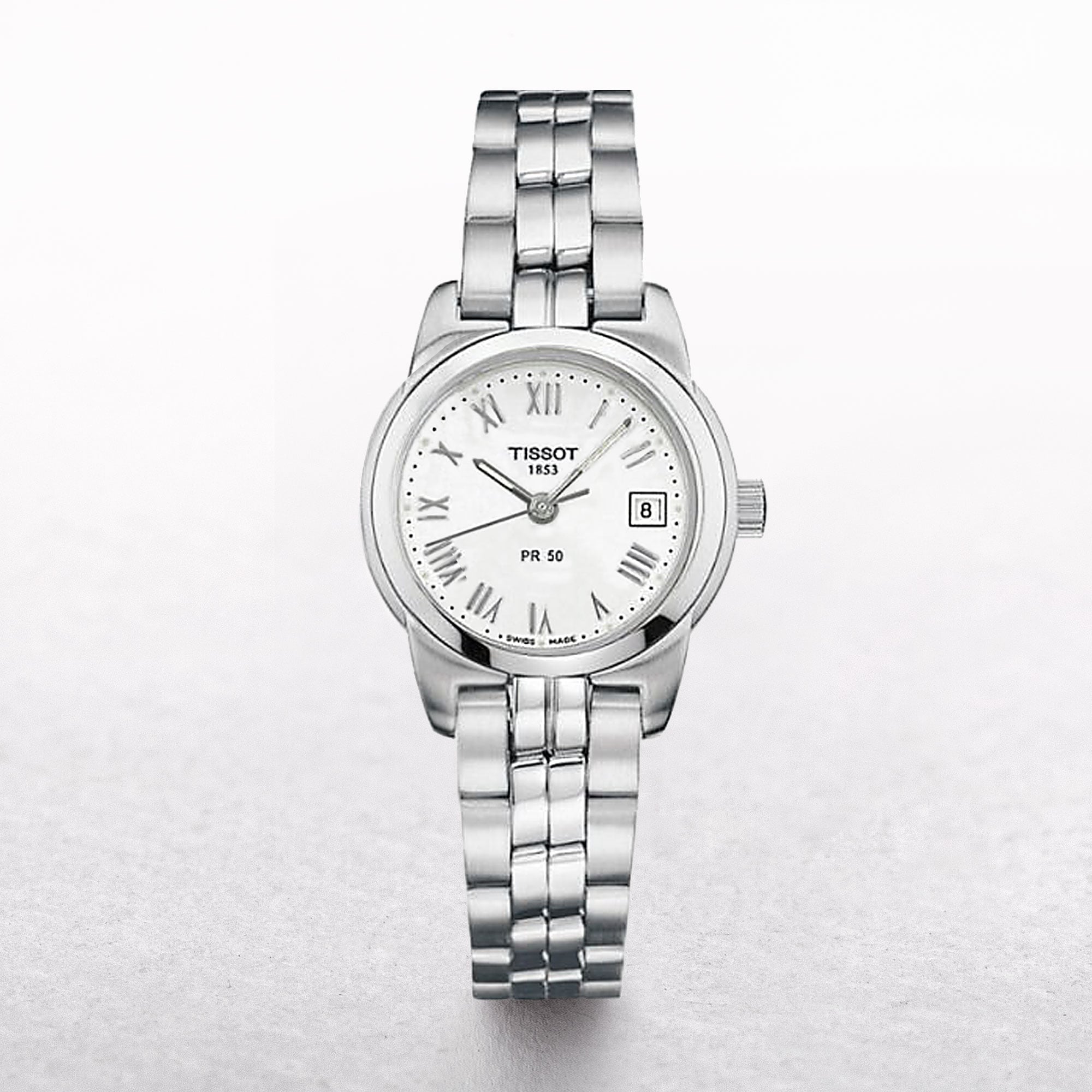 Ladies Tissot PR50 Stainless Steel Roman Numeral Dial Watch