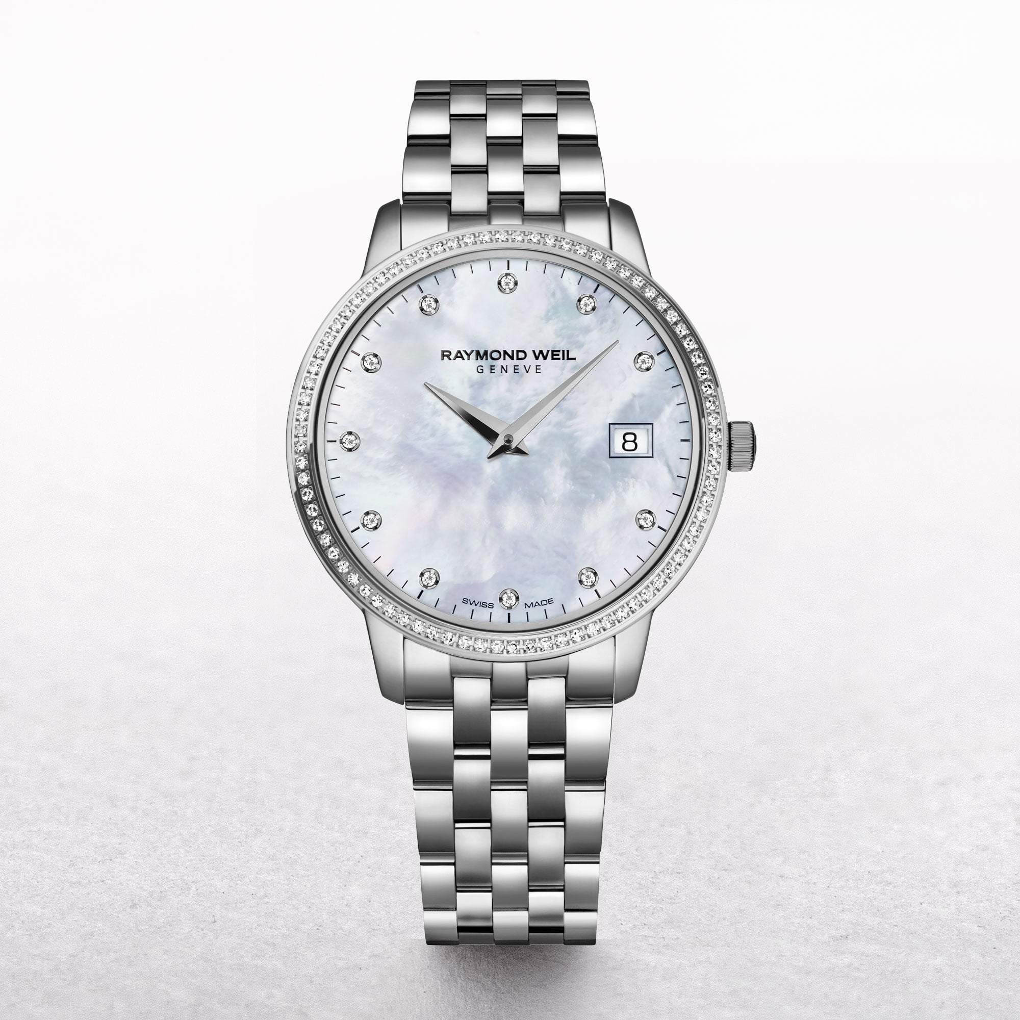 Ladies Toccata Raymond Weil Stainless Steel Mother of Pearl Dial With Diamond Bezel