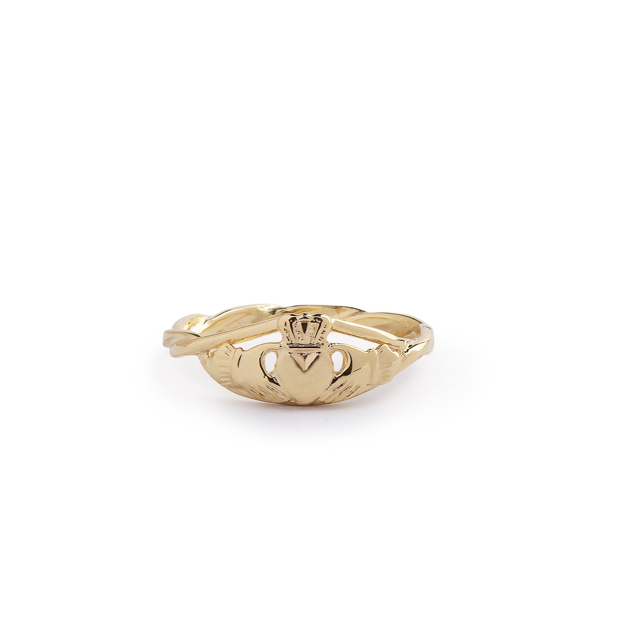 Ladies Twisted Wire Claddagh Ring In 10ct Yellow Gold