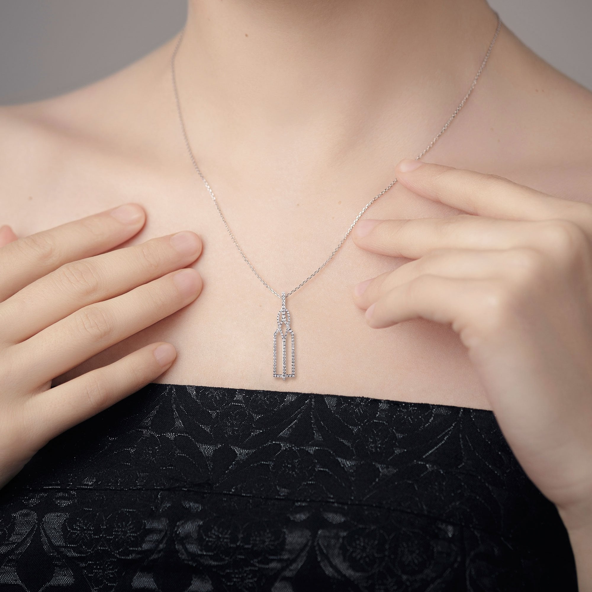 Long Rectangle Shape 0.40ct Natural Diamond Pendant
