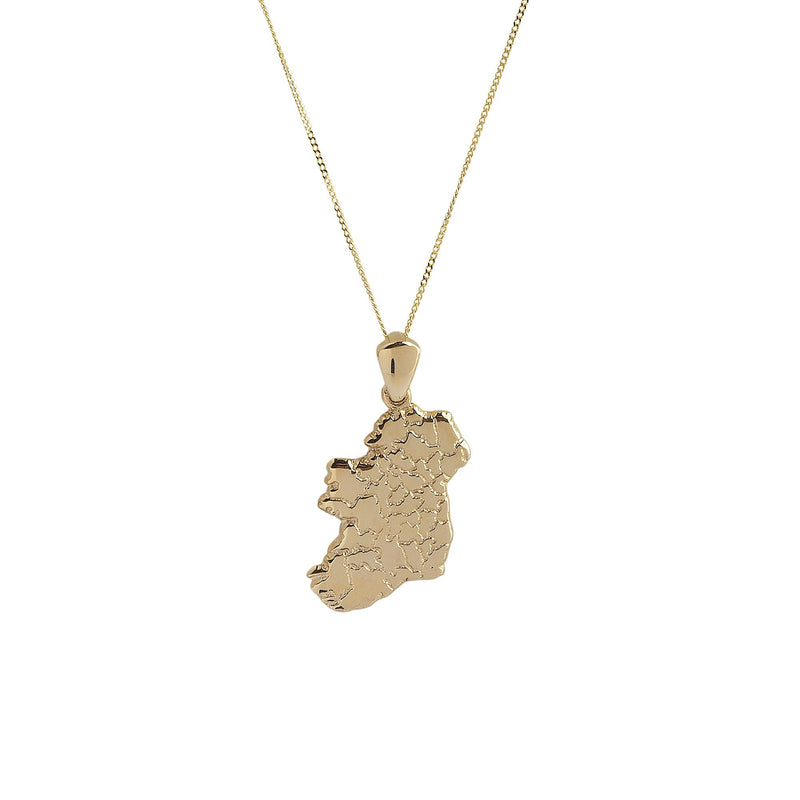 Map Of Ireland Pendant & Chain In 10ct Yellow Gold