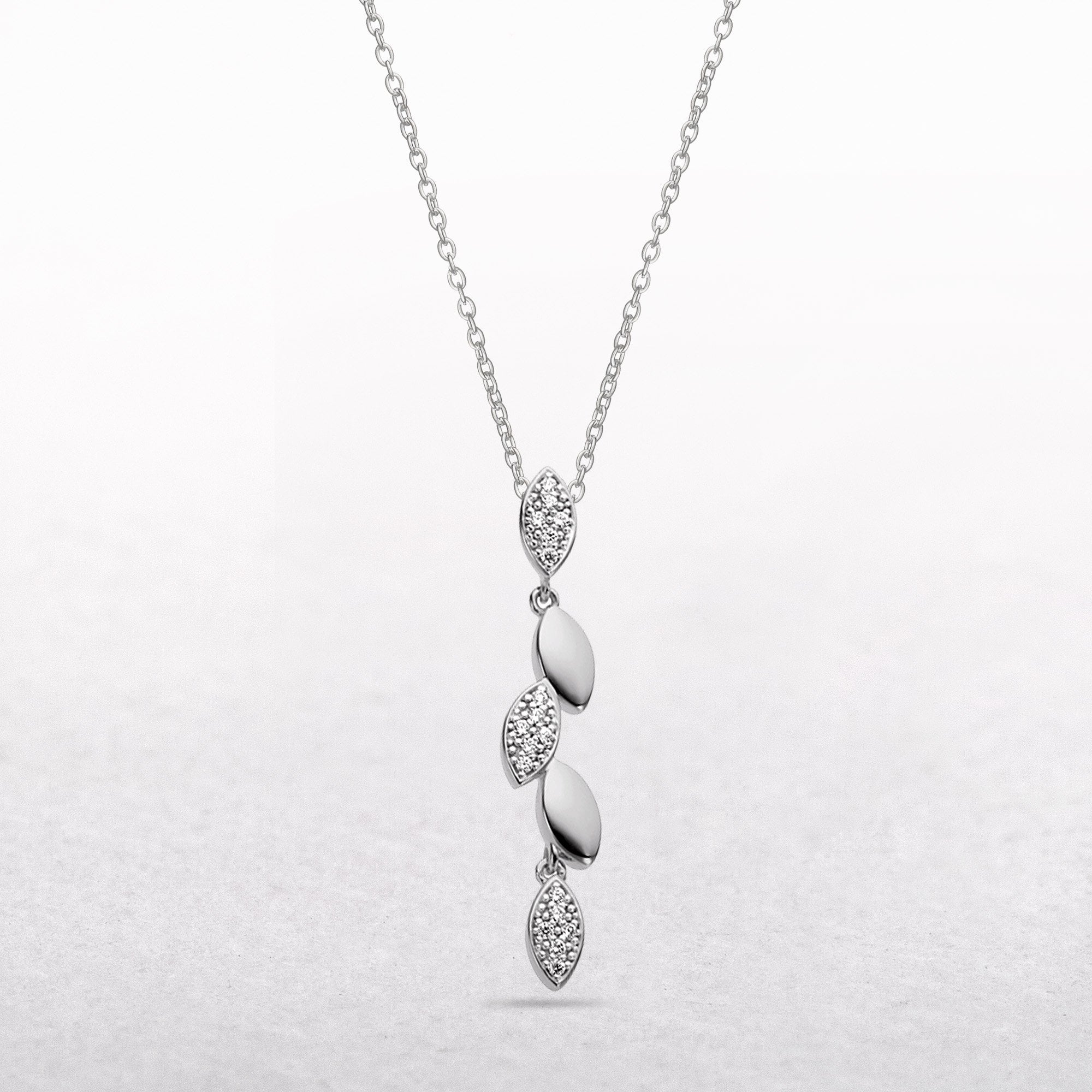 Marquise Shaped Natural Diamond Drop Pendant in 9ct White Gold
