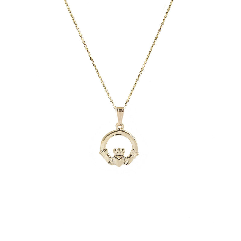 Medium Claddagh Pendant & Chain In 10ct Yellow Gold