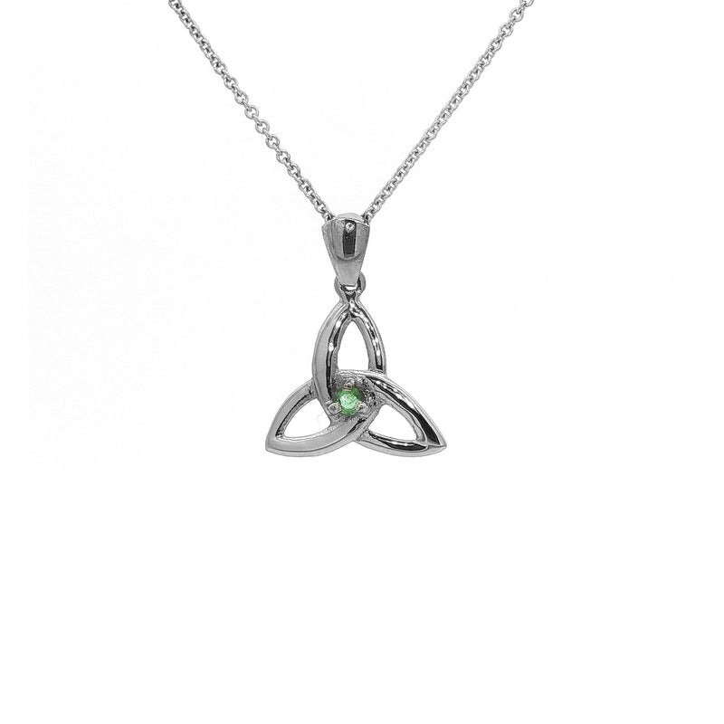 Medium Trinity Emerald Set Pendant on Chain Weighing 1.4g in 14ct White Gold