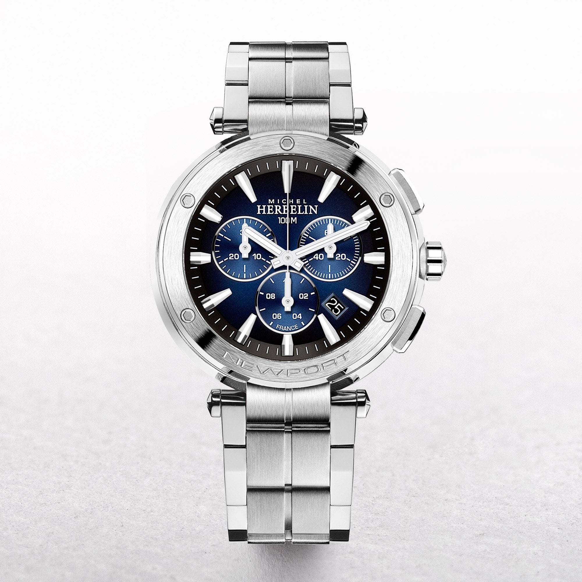 Michel Herbelin Gents Newport Chronograph Silver Tone Watch