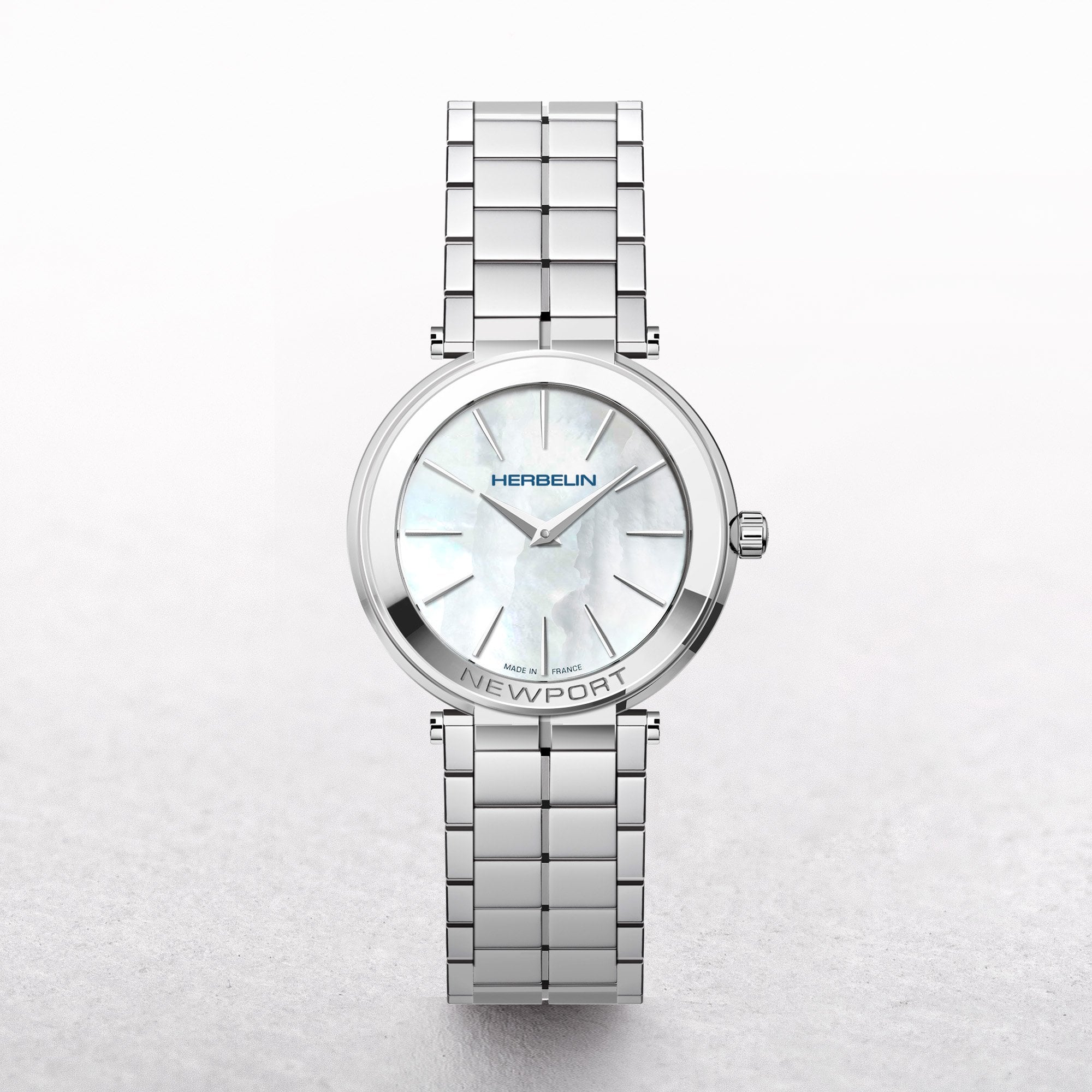Michel Herbelin Ladies Newport Slim Stainless Steel Watch with Mother of Pearl Dial