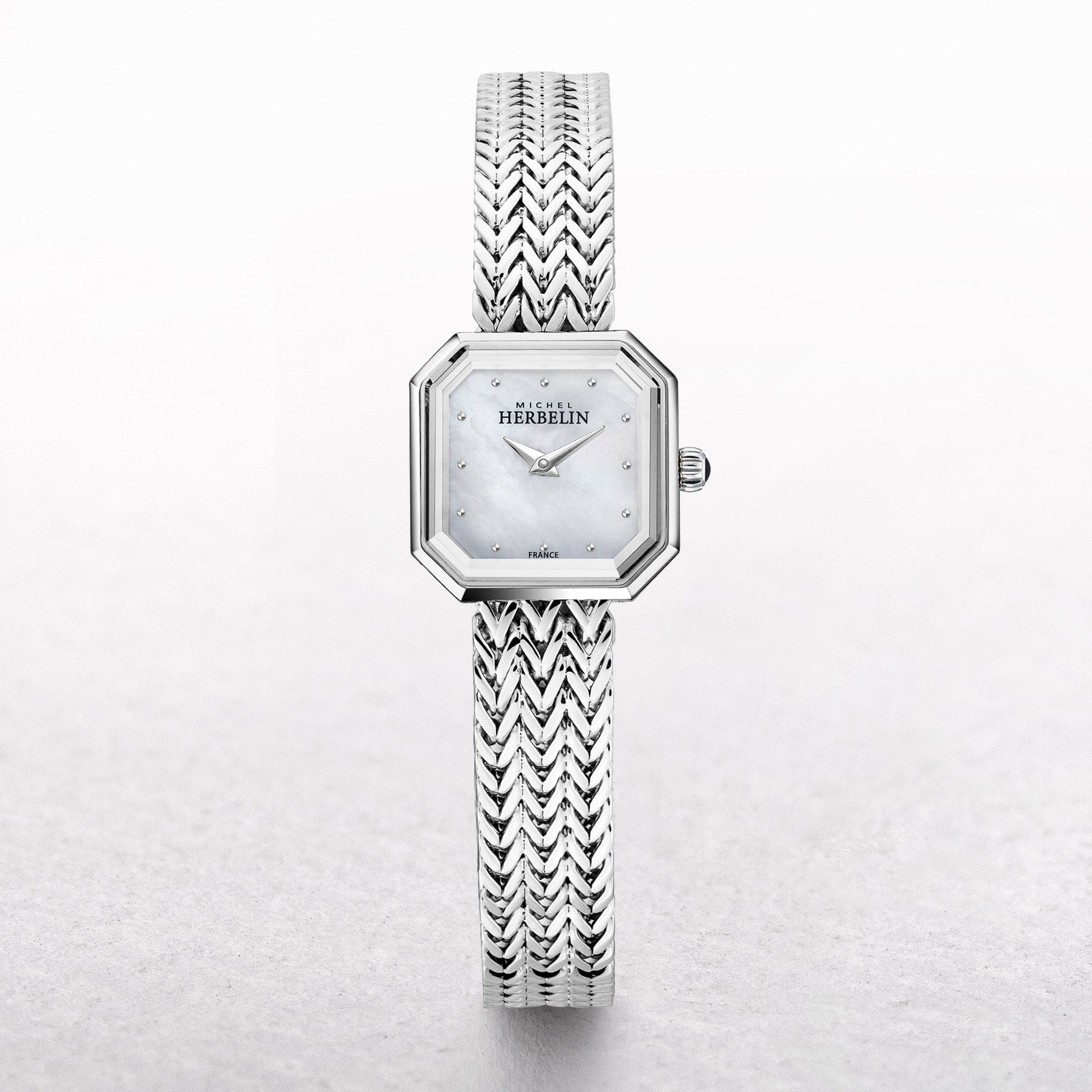 Michel Herbelin Ladies Octogone Steel Watch with Mother of Pearl Dial