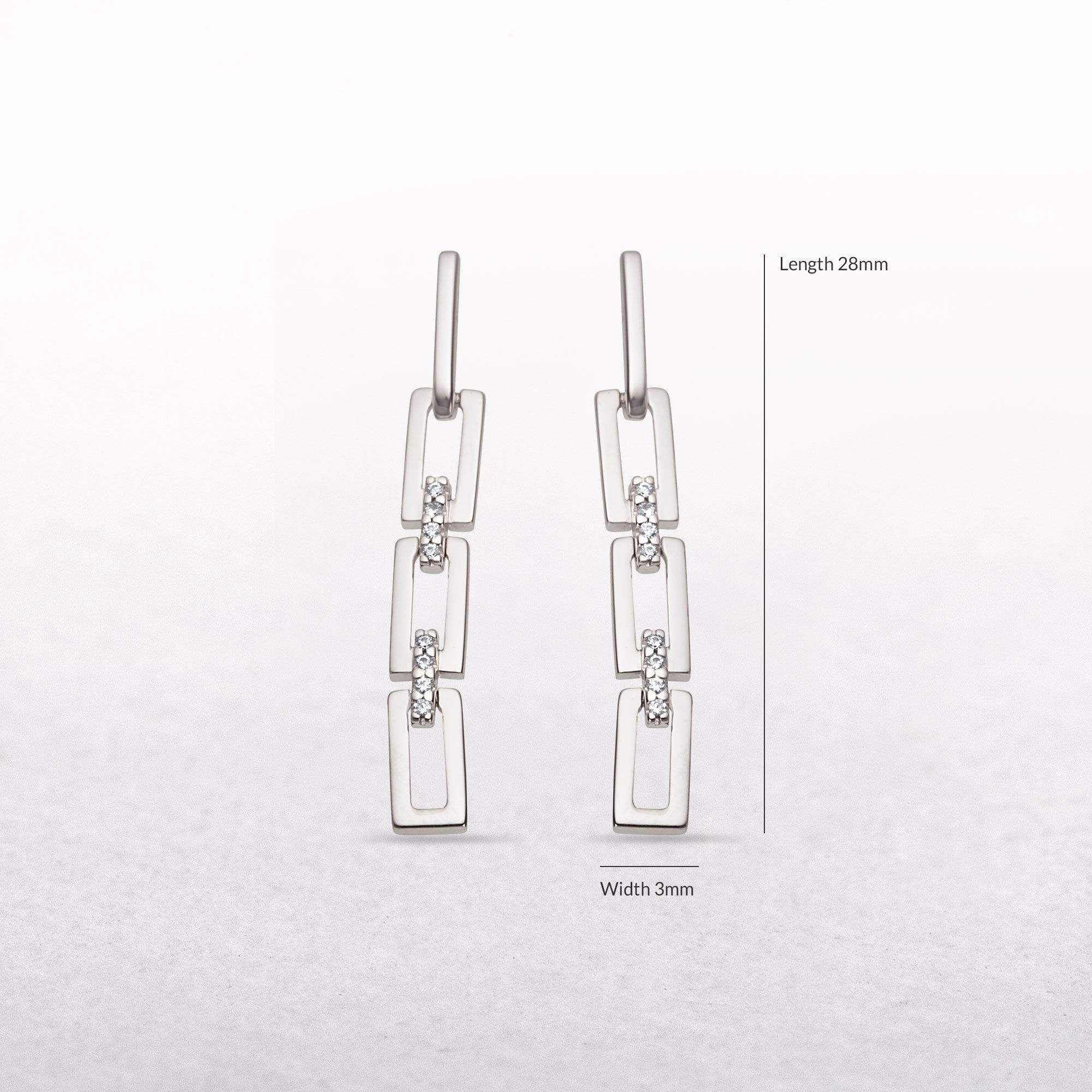Natural Diamond 0.04ct Bar Link Earrings in 9ct White Gold