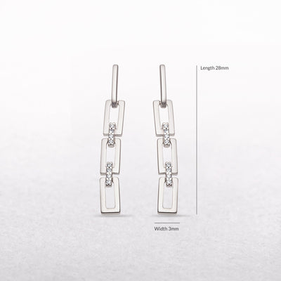 Natural Diamond 0.04ct Bar Link Earrings in 9ct White Gold