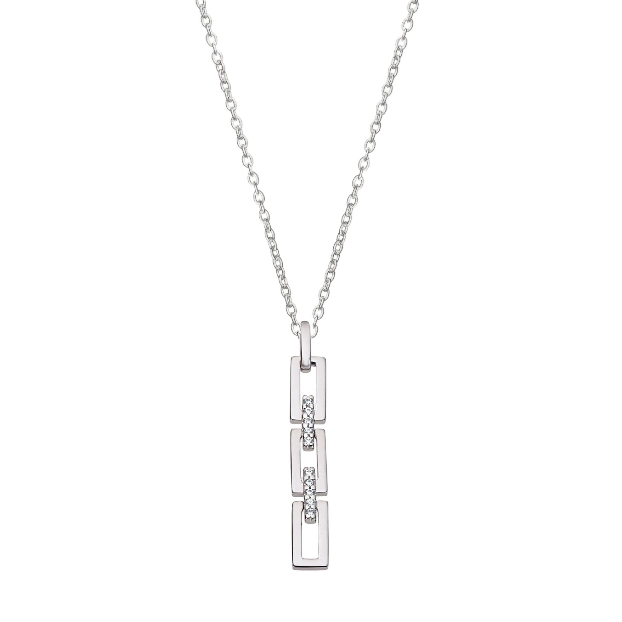 Natural Diamond 0.07ct Bar Link Pendant in 9ct White Gold