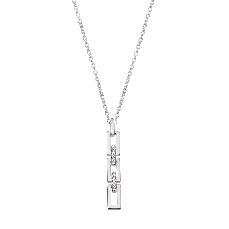 Natural Diamond 0.07ct Bar Link Pendant in 9ct White Gold