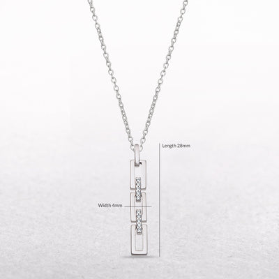 Natural Diamond 0.07ct Bar Link Pendant in 9ct White Gold