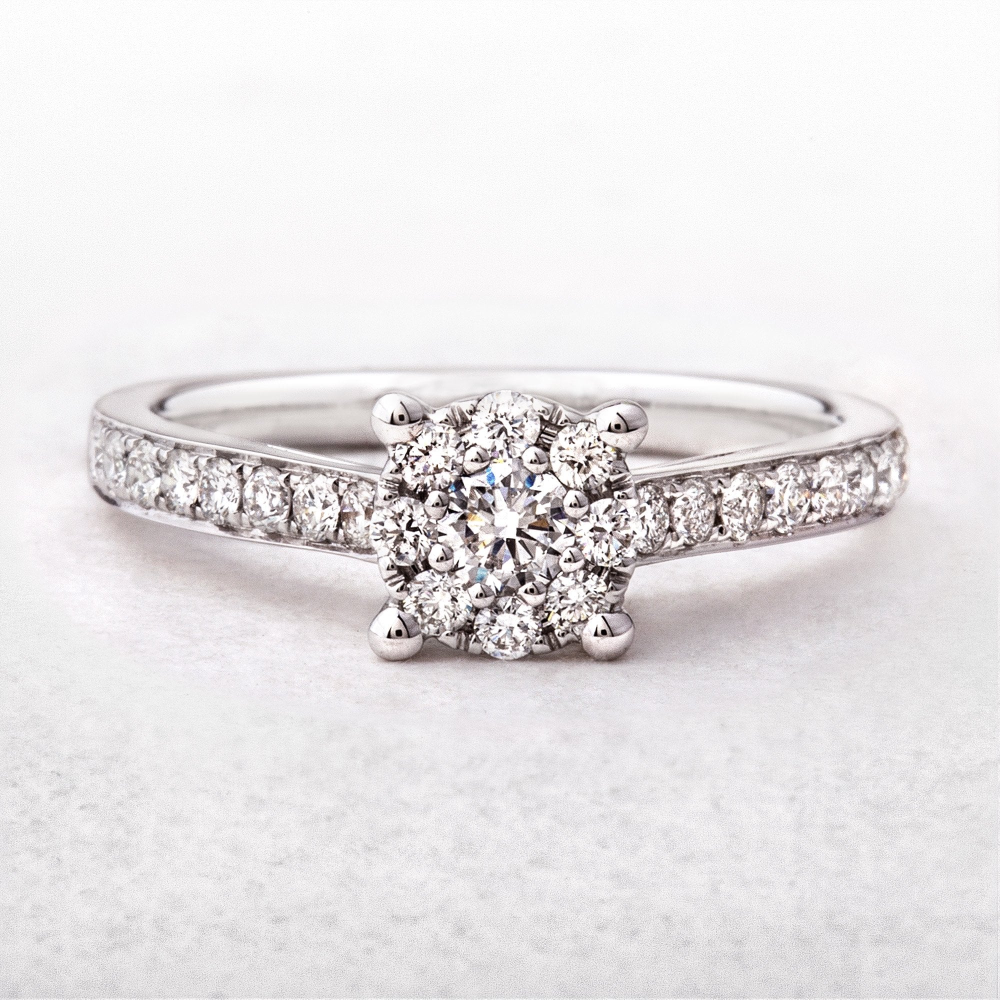 Natural Diamond 0.56ct Round Shaped Dress Ring in 18ct White Gold