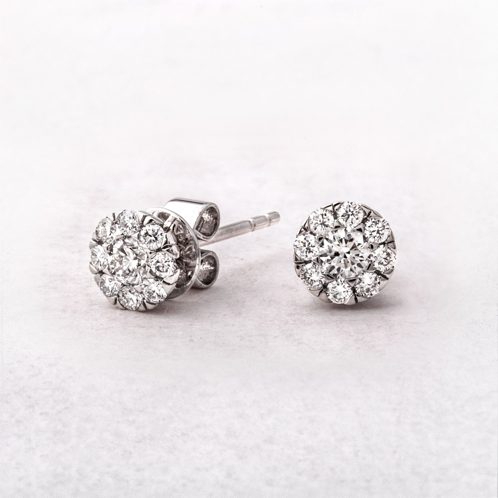 Natural Diamond .39ct Round Cluster Stud Earrings in 18ct White Gold
