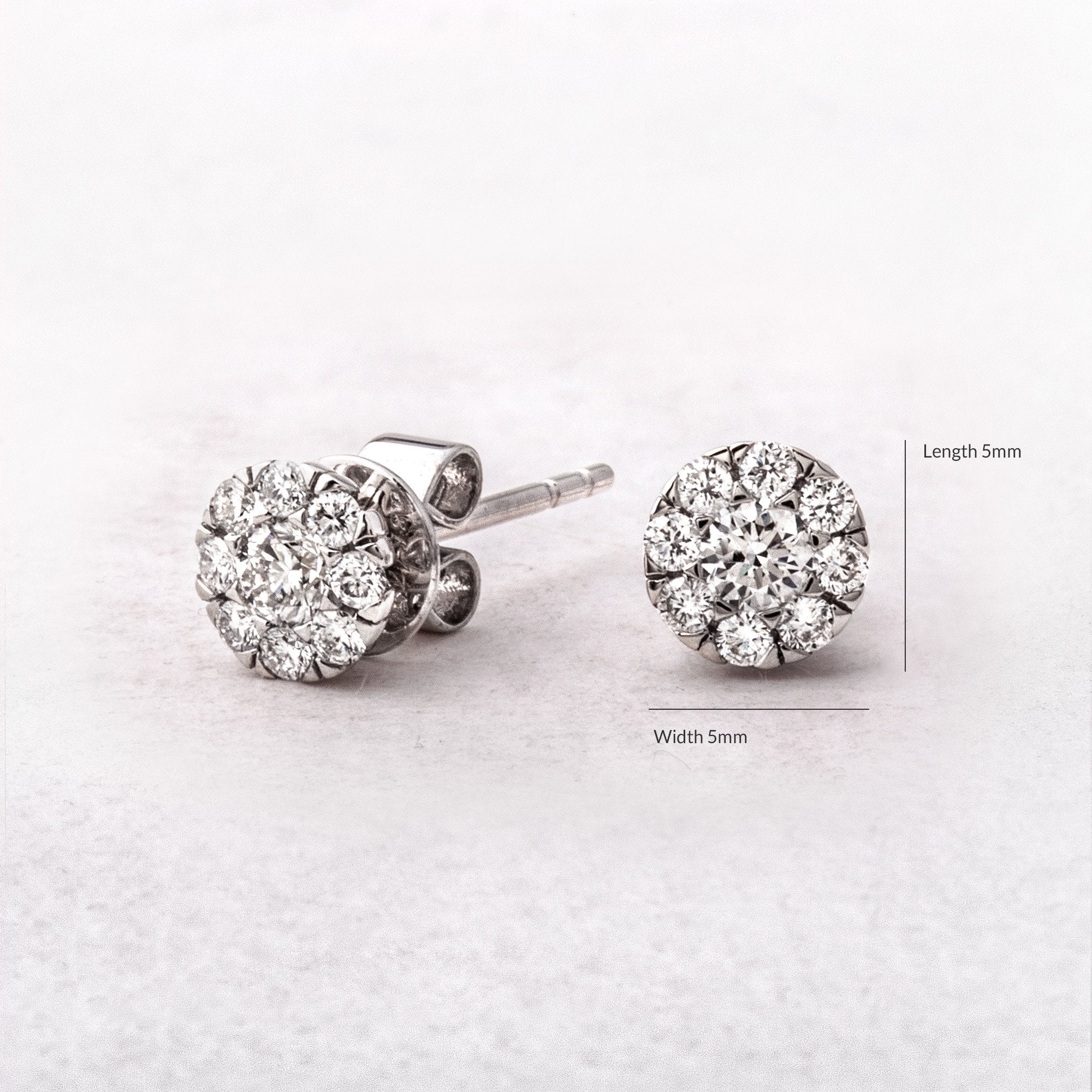 Natural Diamond .39ct Round Cluster Stud Earrings in 18ct White Gold