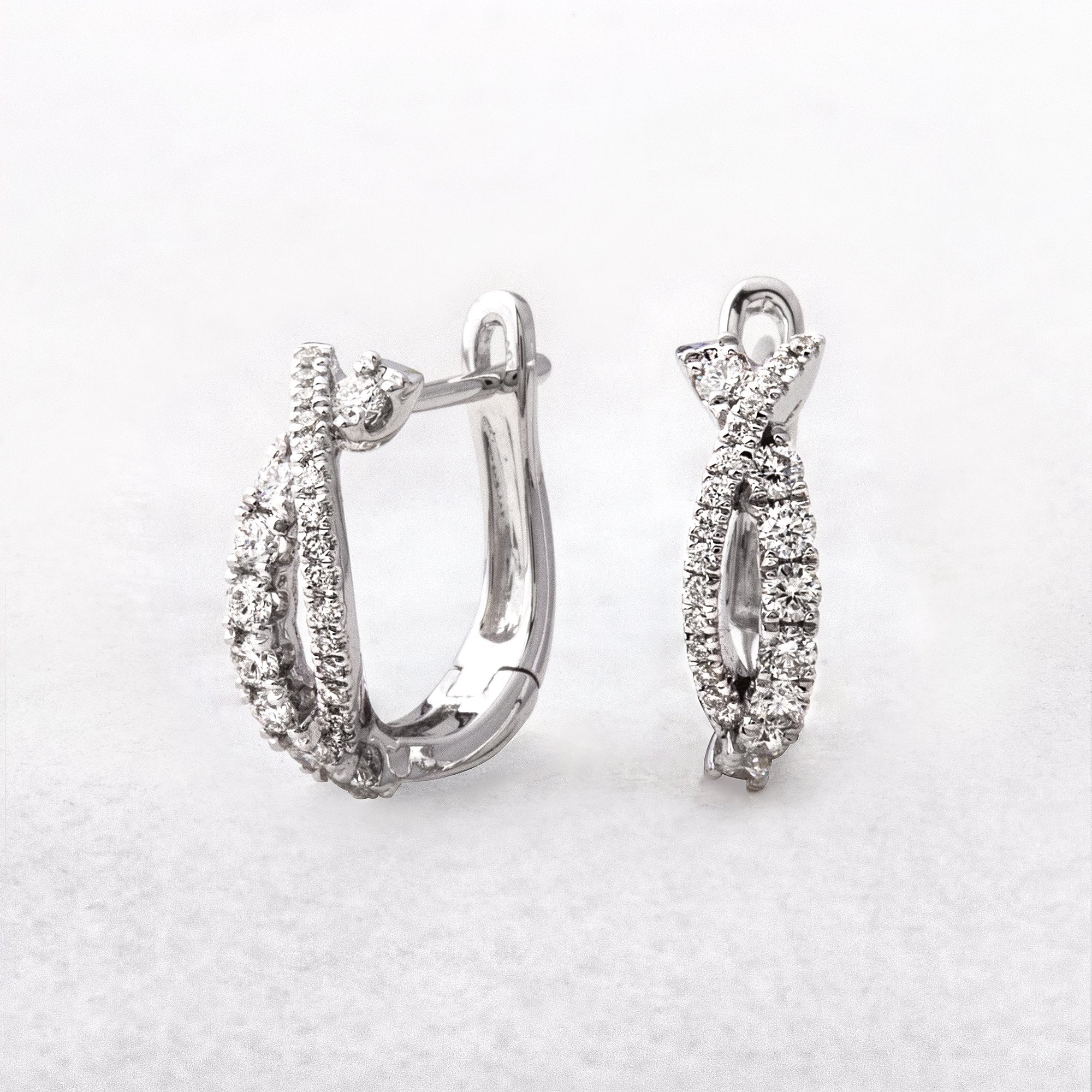 Natural Diamond .40ct Twisting Hoop Earrings in 18ct White Gold