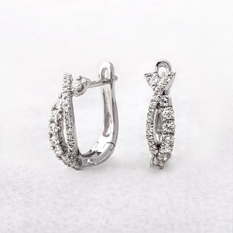 Natural Diamond .40ct Twisting Hoop Earrings in 18ct White Gold