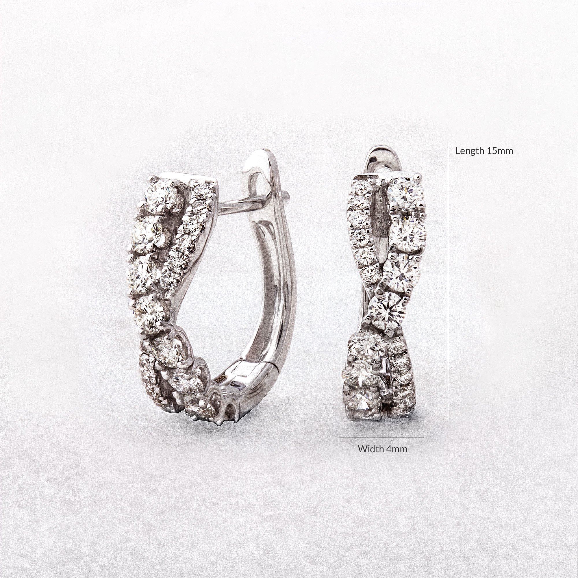 Natural Diamond .81ct Cross Over Hoop Earrings in 18ct White Gold
